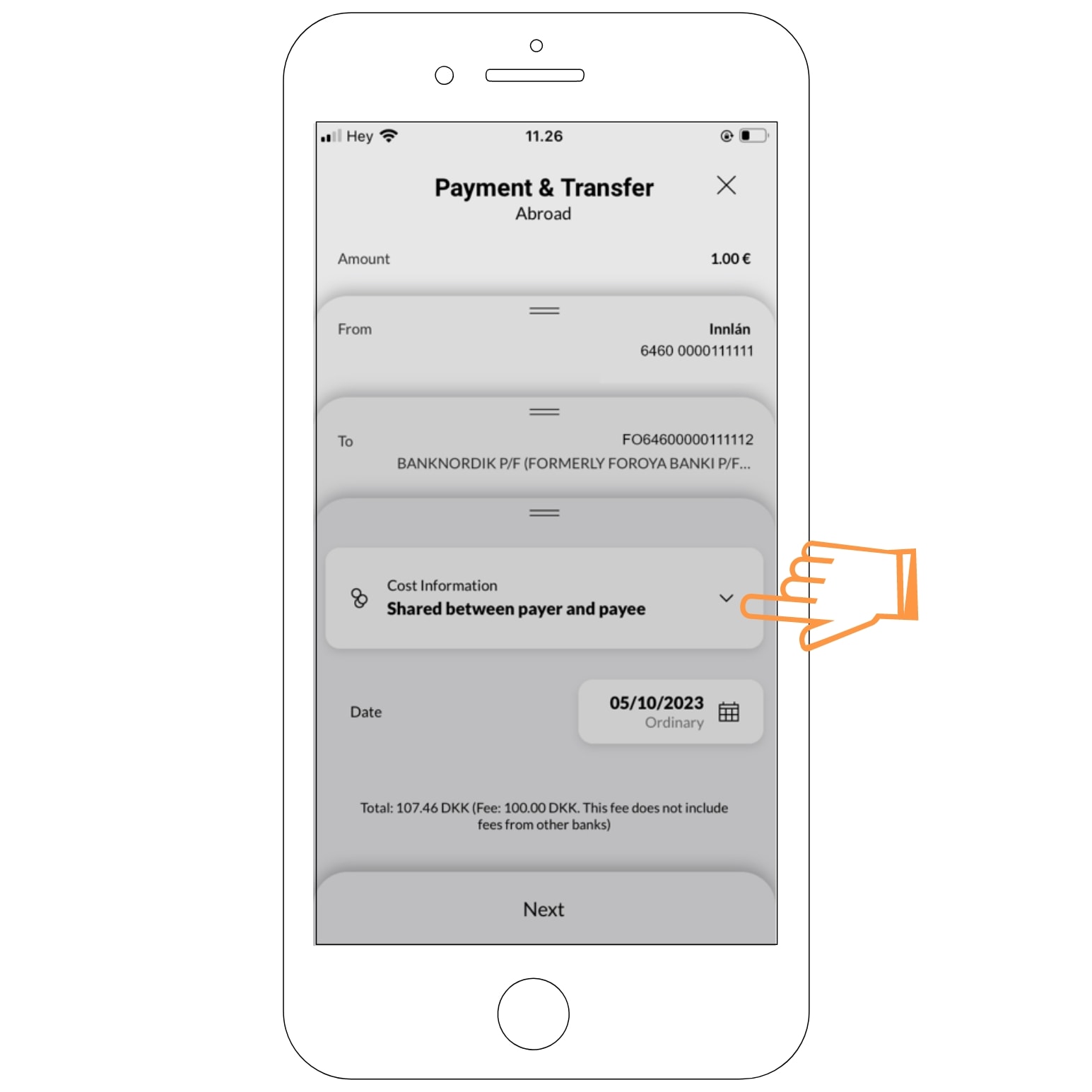 Foreign transfer - cost information