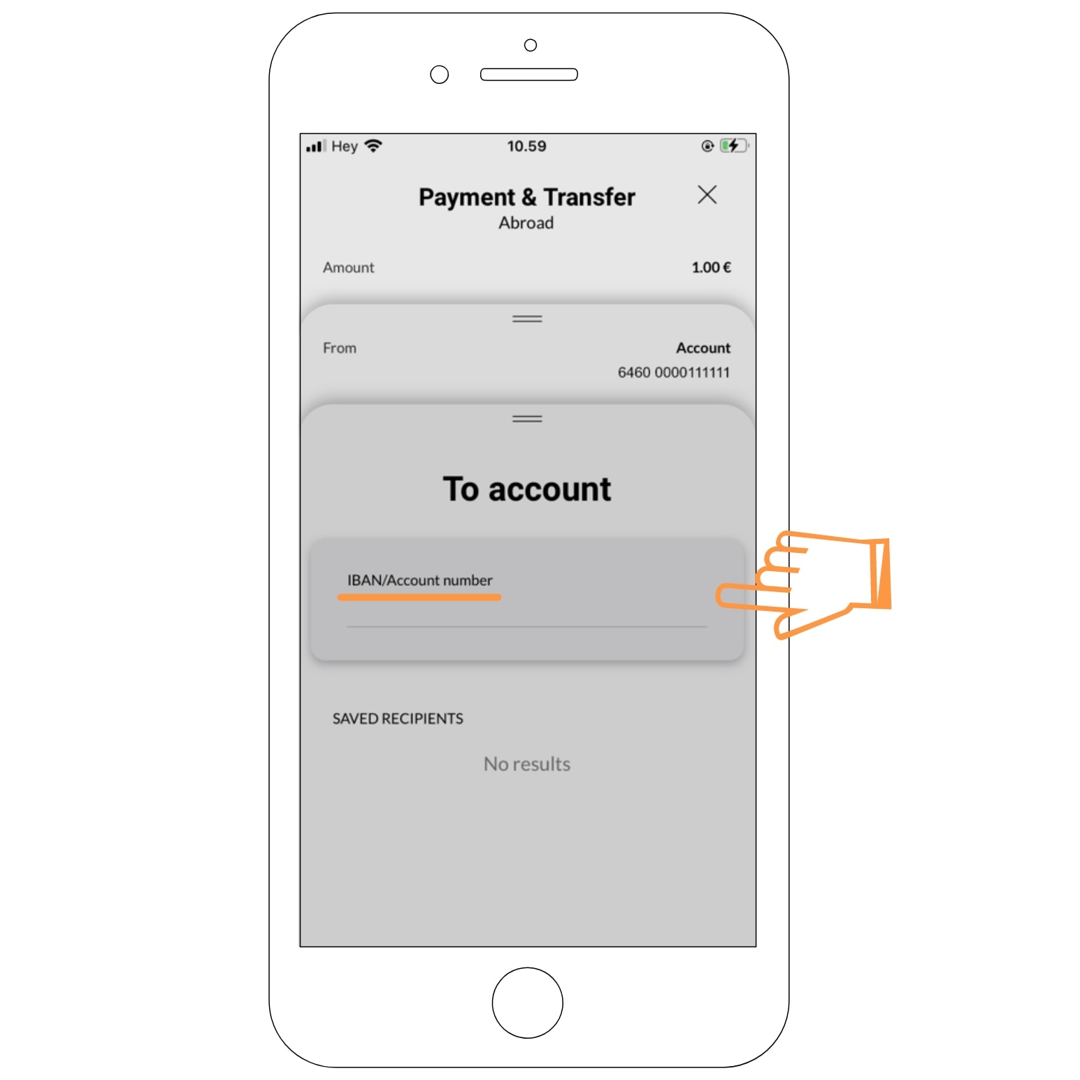 Foreign transfer - submit iban number or account number